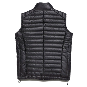 Gilet matelassé sans manches en similicuir noir pour homme, col montant, chaud et rembourré pour l'hiver – Vente en gros personnalisée - Product Image 5