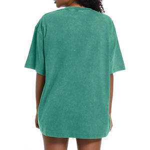 T-shirt décontracté surdimensionné vintage pour femme, col rond, couleur unie, coupe ample, respirant, teinture unie, manches courtes, haute qualité - Product Image 4