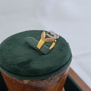 18K Solid Gold Diamond Om Symbol <b>Ring</b> Religious Spiritual Design Leaf Motif <b>Statement</b> <b>Ring</b> for Women Daily Wear Gift Jewelry - Product Image 3