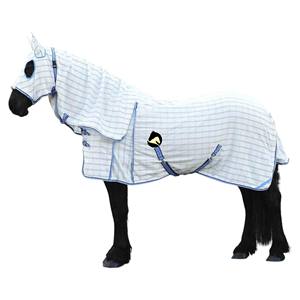 Couverture de cheval en coton avec capuche, drap de stalle léger avec couvre-cou intégral - Product Image 1