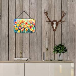 Freesias multicolores Aquarelle Décoration murale Nouveau 8HX12W Enseigne en métal en aluminium pour cuisine Bar Home Plaque - Product Image 4