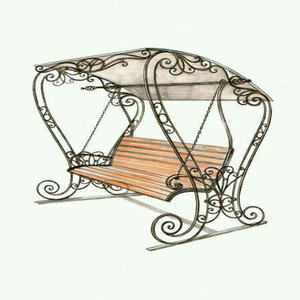 Columpio de Hierro Forjado Artesanal, Columpio de Jardín con Patrones Decorativos Personalizados para Hoteles y Jardines de Villas - Product Image 2