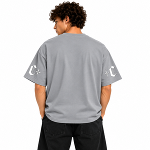 Premium Design Grey Graphic Tee Loose Fit Crew Neck <b>men's</b> <b>shirts</b> Short Sleeve Gothic Print Streetwear Fashion Custom Logo Bulk - Product Image 2