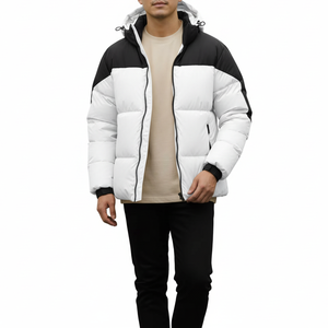 Manteau matelassé à capuche 2026 avec logo OEM, doudoune gonflée noire personnalisée pour homme, veste d'hiver brillante pour homme - Product Image 4