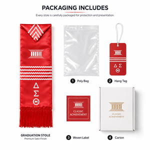 Écharpe de graduation rouge et blanche avec pompon rouge pour les diplômés 2025, accessoires scolaires en satin africain, 72x4 pouces, adulte - Product Image 6
