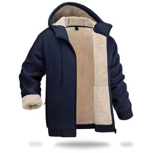 <b>Women's</b> Navy <b>Blue</b> Fleece Lined Zip Up <b>Hoodie</b> Warm Winter Long Sleeve Jacket - Product Image 1