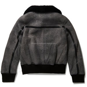 แจ็คเก็ตหนังบอมเบอร์สำหรับผู้ชาย OEM แจ็คเก็ตหนังบอมเบอร์ B3แท้มีปกขนสุนัขจิ้งจอกหนังแกะหนังแท้ขนแกะลำลองไซส์ใหญ่สำหรับฤดูหนาว - Product Image 3
