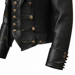Black Vintage Steampunk Leather <b>Jacket</b> for Men Victorian Dark <b>Gothic</b> Pirate Cosplay <b>Jacket</b> 2026 - Product Image 4