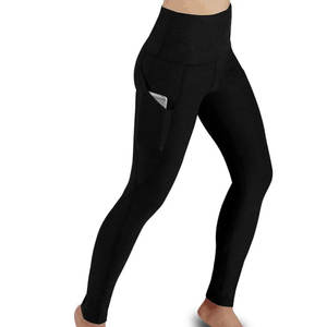 Legging de yoga taille haute en satin élastique pour femme, effet ventre plat, froncé, avec poche, sans couture, écologique, compression - Product Image 5