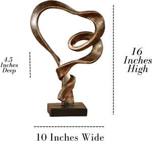 Escultura de Mesa de Resina Moderna con Diseño de Corazón y Lazo, Estilo Dorado Antiguo, para Decoración de Escritorio o Mesita de Noche - Product Image 2