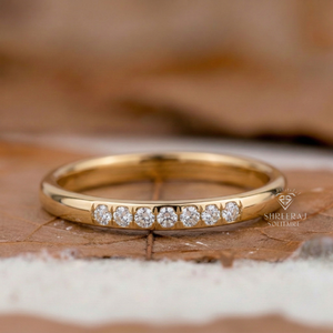 Anillo minimalista de diamantes naturales, corte redondo, diamantes excelentes, oro macizo de 14K/18K, diamantes VVS originales, anillos de moda para mujer - Product Image 1