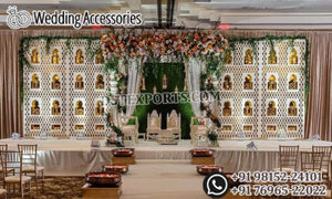 Panneau de fond de scène miroir pour mariage, inspiré de la mosaïque, pour scène de mariage musulman, avec cadre miroir doré de style vintage - Product Image 4