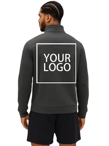 Customizable Men's Long-sleeved Winter Sports Sweatshirt Turn-down Collar 1/4 Zipper Design 100% Cotton Fleece Windproof - Product Image 3