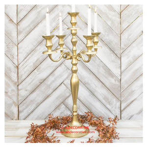 Hot & Attractive Design Metal Candelabra with 5 Arms Shiny Gold Plated Luxury <b>Candle</b> Decor Candelabra for Wedding <b>Dinner</b> Tables - Product Image 3