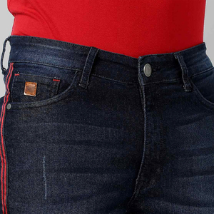 WARPRO INDUSTRY Jean en toile bleu foncé pour homme, taille mi-haute, coupe droite, décontracté, en coton lavé, séchage rapide, respirant, écologique - Product Image 5