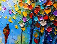 Peinture sur toile texturée Impasto, sentier de parc d'automne avec figure, paysage abstrait d'arbre, art mural pour la maison ou le bureau