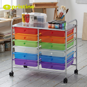 <b>Storage</b> <b>Drawer</b> Cart with 12 Plastic <b>Drawers</b> Metal Frame Rolling Organizer for <b>Office</b> Home Use Minimalist Design - Product Image 3