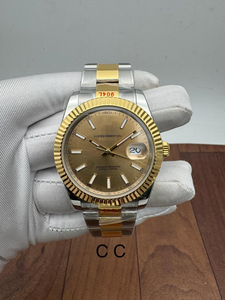 Montre automatique de luxe bicolore 40 mm style Hip Hop, cadran champagne, lunette cannelée, bracelet Jubilé, verre saphir, mouvement ETA - Product Image 3