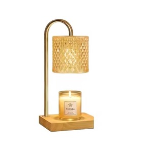Holiday Hot Sale <b>Timer</b> Glass Melt Wax Warmer Customized Rubber Wood Adjustable Height Dimming Electric Fragrance Lamp - Product Image 1