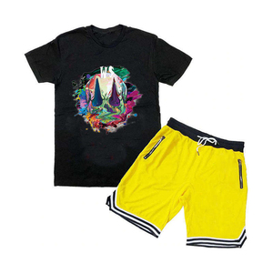 Conjunto de Camiseta y Pantalones Cortos Deportivos para Hombre, Diseño Gráfico, Verano, Venta Especial, Logotipo Personalizado, Ropa Urbana, Poliéster/Algodón - Product Image 4