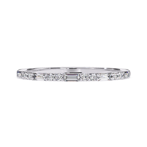 Platinum Women's Diamond <b>Ring</b> With Baguette And Round Cut Natural Diamonds GIA Certified Classic Style - Product Image 1