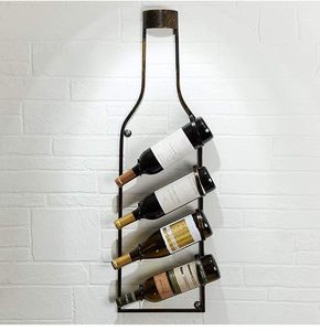 Porte-vin mural en laiton moderne, design minimaliste pour 4 bouteilles, décoration intérieure - Product Image 3