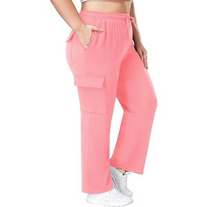 Pantalon cargo en coton taille haute pour femme, coupe ample avec cordon de serrage, idéal pour le yoga, la course à pied, les activités sportives et les loisirs en extérieur - Product Image 4