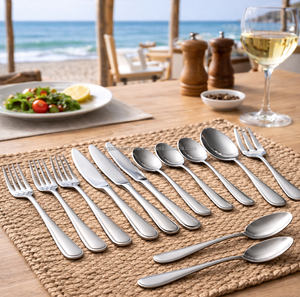 Ensemble de 12 cuillères de table en acier inoxydable de haute qualité, manche long, finition miroir, pour usage commercial et fêtes, compatible lave-vaisselle, vente en gros - Product Image 1