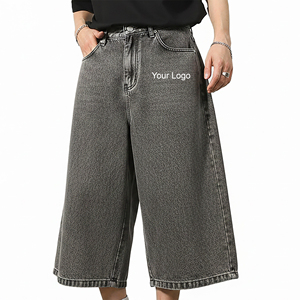 Servicio OEM, Hecho a Medida, 100% Algodón, Tela Vaquera 2026, Sólida, Cortavientos, Transpirable, Ecológica, Pantalones Cortos Holgados para Hombre con Dobladillo sin Rematar - Product Image 1
