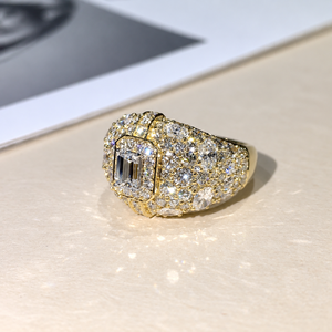 925 Silver Lab Grown Diamond <b>Mens</b> <b>Emerald</b> Cut Statement <b>Ring</b> Luxury Iced Designer Jewellery - Product Image 3