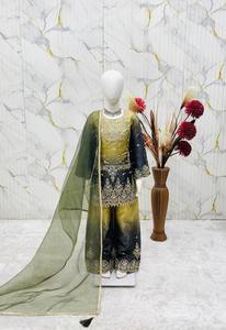 Traje Palazzo Bordado con Efecto Ombre para Niños con Dupatta |   Vestido Étnico para Fiestas para Niñas - Product Image 5