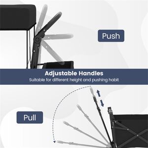 Carrello Pieghevole Nero con Manico Regolabile, Ruote Antiforatura, Freni e Tasche Laterali Rimovibili per Campeggio e Attività all'Aperto - Product Image 5