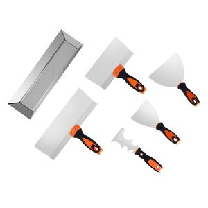 Set di attrezzi per cartongesso 6 pezzi: Raschietto per pittori da 3 pollici + 2 spatole per stucco/nastro + Vaschetta per stucco da 12 pollici in acciaio inossidabile - Product Image 4
