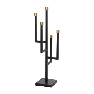 Wholesale Modern Black Metal <b>Candle</b> Stand Gold Accents Handcrafted Wrought Iron <b>Candle</b> Holder Bulk for Christmas Home Decor - Product Image 5