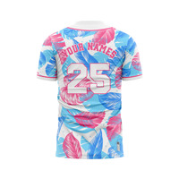 Jersey de Béisbol Vintage con Estampado Personalizado de Miami, Cuello Redondo con Botones, Tops Deportivos para Equipos y Eventos, Sin Costuras