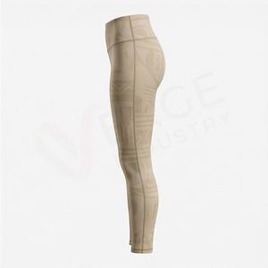 Leggings de Yoga de Cintura Alta y Corte Completo con Estampado Geométrico, Diseño Sin Costuras de Spandex y Nailon - Product Image 3