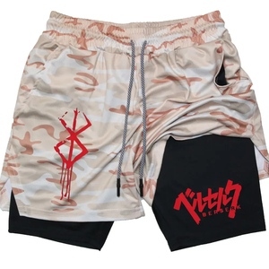 <b>Men's</b> Black Athletic <b>Shorts</b> with <b>Red</b> Logo Print Quick Dry Breathable Mid Waist Drawstring Casual Sport Wear 100% Polyester - Product Image 4