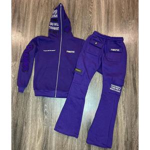 Chándal personalizado con efecto acid wash para hombre, talla grande, con estampado, ligero, de secado rápido, con capucha y pantalón acampanado, unisex. - Product Image 3