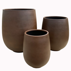 Ensemble de jardinières minimalistes classiques américaines en polystone marron pour plantes vertes d'extérieur - Product Image 1