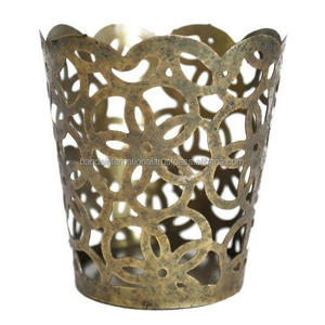 Bougeoir votif rond en fer avec finition or antique pour l'éclairage de la décoration de la maison et autres bougeoirs - Product Image 5