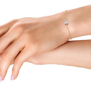 Bracelet solitaire éblouissant en or rose 9 carats avec diamant de laboratoire taille émeraude 1,00 CTW, coupe est-ouest - Product Image 3