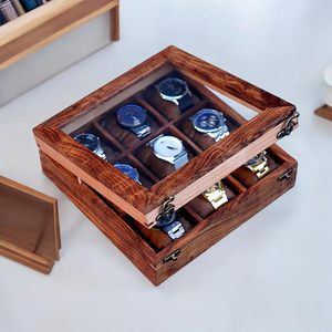 Premium 9-Slot Wooden Watch <b>Display</b> <b>Case</b> Handcrafted Men’s Watch Box,Vintage <b>Display</b> <b>Case</b> in Indian Rosewood, - Product Image 3