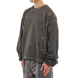 Nouvelle Arrivée Sweat-shirt Homme Oversize Col Rond Brodé Doublé 100% Coton French Terry Lavé Effet Vieilli Hiver - Product Image 4