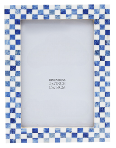 Luxury Modern Checkerboard Bone Resin Inlay <b>5x7</b> <b>Photo</b> <b>Frame</b> Decorative Accent Picture Holder Gift - Product Image 1