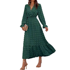 Women’s Swiss Dot Maxi <b>Dress</b>, Long Sleeve V-Neck <b>Bohemian</b> Spring <b>Summer</b> <b>Dress</b> for Casual, Vacation, Beach, and Everyday Wear - Product Image 4