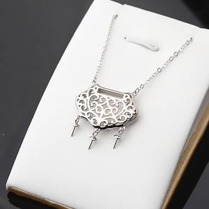 Collar con Colgante de Plata S925 con Cierre de Seguridad de 3 Cuentas, Cadena para Clavícula Infantil, Cuentas de Perlas Múltiples, Componentes de Joyería Vacíos para DIY - Product Image 1