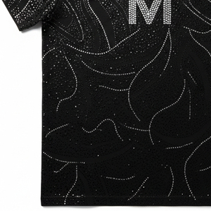 เสื้อยืดฮิปฮอปประดับเพชร สไตล์ร็อค บลิงค์ ไดมอนด์ ทรงโอเวอร์ไซส์ ไหล่ตก ผ้าหนา พิมพ์ลายวิบวับ สำหรับผู้ชาย - Product Image 2