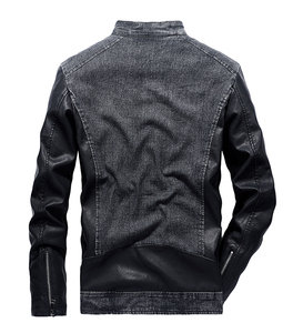 Men's Vintage Distressed <b>Fleece</b> <b>Lined</b> Stand Collar Front Logo Bomber <b>Jacket</b> Aviator Pilot Winter Coat - Product Image 4