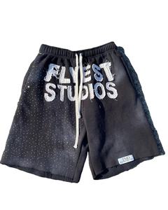 Prix d'usine Nouvelle Arrivée Short Homme 100% Coton Effet Vieilli Broderie Logo Personnalisé Délavé à l'Acide Mode Strass - Product Image 6