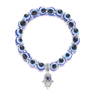 Evil Eye Hamsa Blue Beaded Charm <b>Stretch</b> <b>Bracelet</b> Hand Of Fatima Turkish Lucky Protection <b>Bracelet</b> For Women - Product Image 5